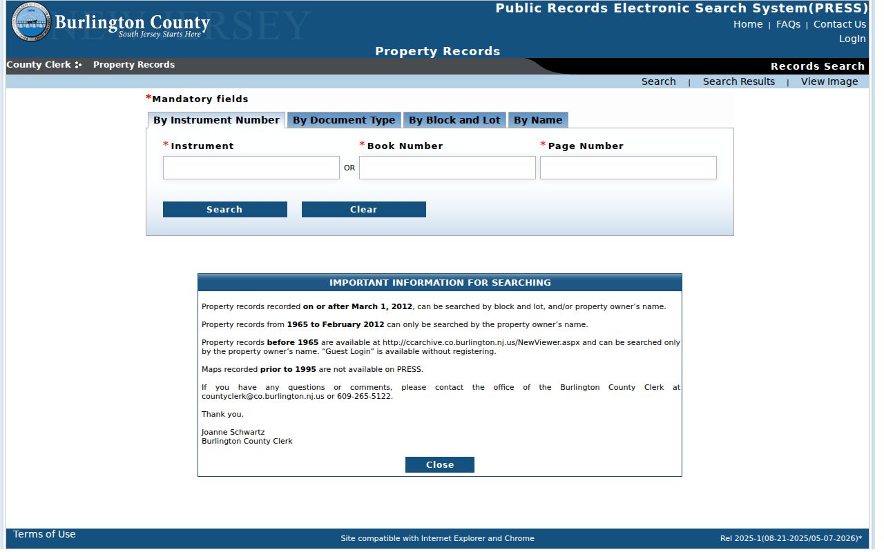 Willingboro previous residents research in the Burlington County PRESS deed index