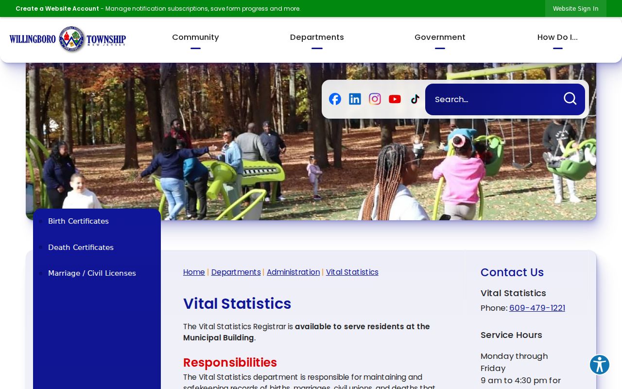 Willingboro resident lookup image of the Willingboro Vital Statistics office