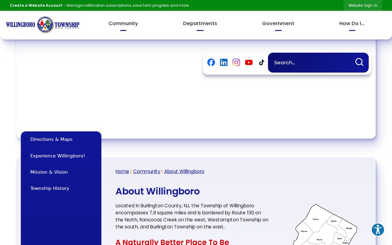 Willingboro ZIP code directory image of Township geography and community context