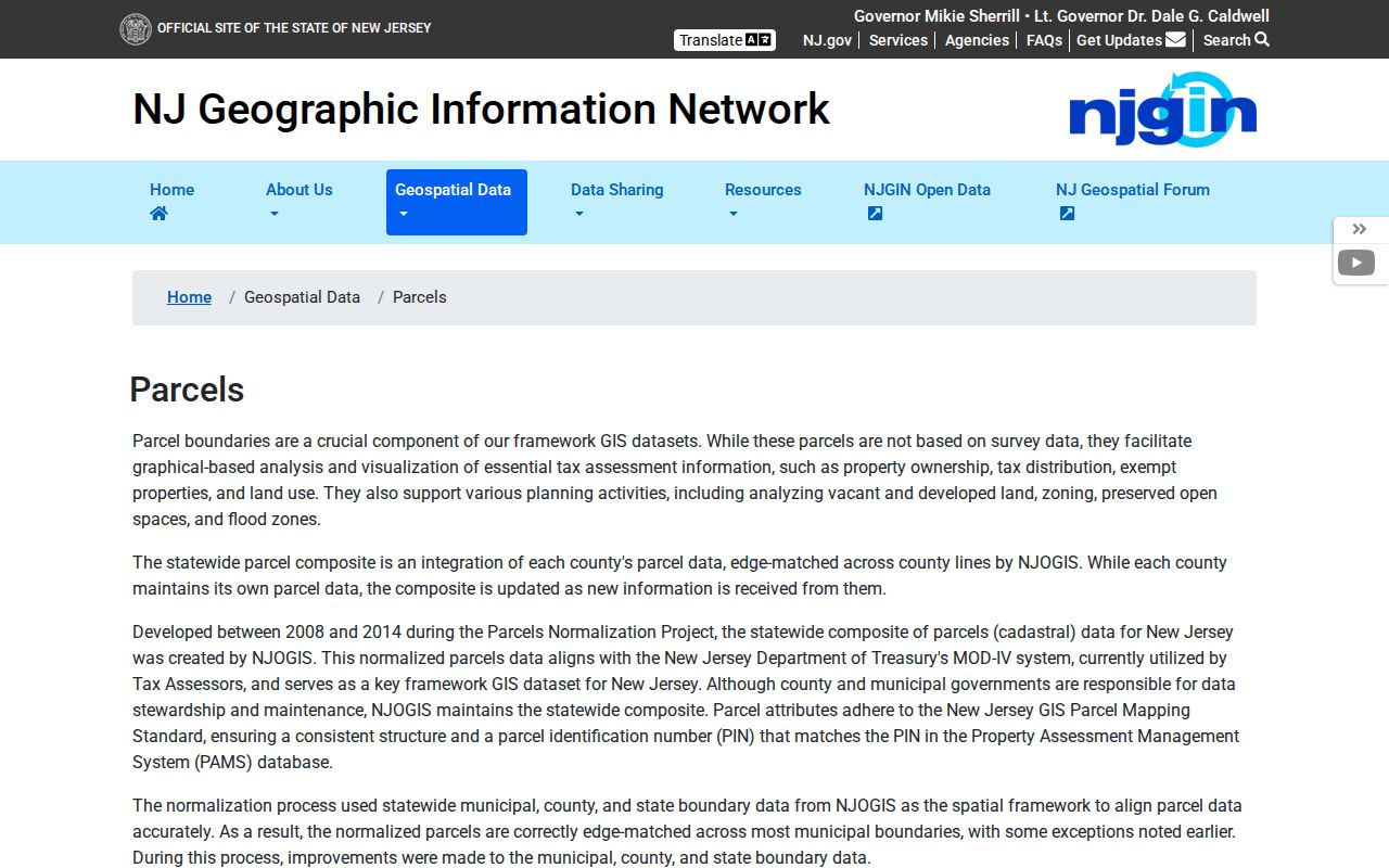 Willingboro ZIP code directory image of New Jersey parcel-data access notes