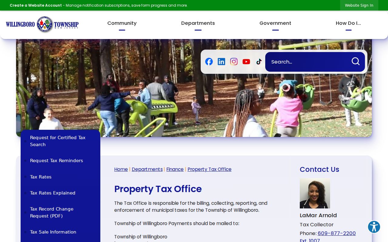 Willingboro ZIP code directory image of Tax Office situs and mailing-address guidance